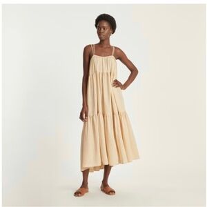 Everlane The Billow Tiered Maxi Dress in orange Plaid size Medium